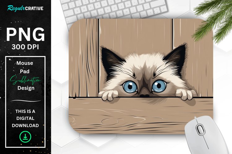 Kawaii Peeking Cat mouse Pad example image 1