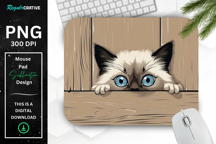 Kawaii Peeking Cat mouse Pad