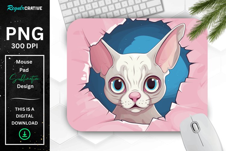 Kawaii Peeking Cat mouse Pad example image 1