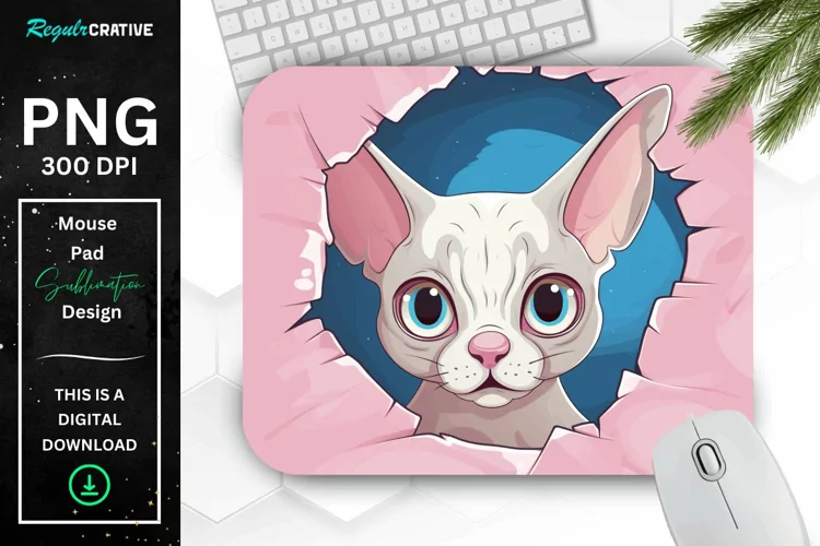 Kawaii Peeking Cat mouse Pad