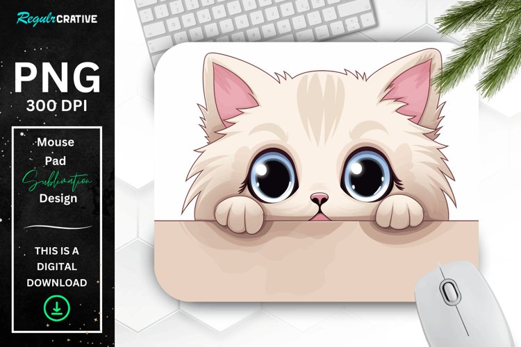 Kawaii Peeking Cat mouse Pad example image 1