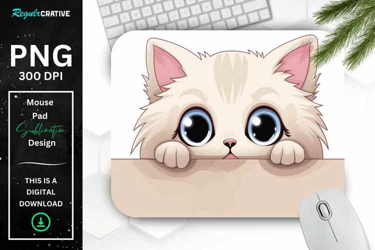 Kawaii Peeking Cat mouse Pad