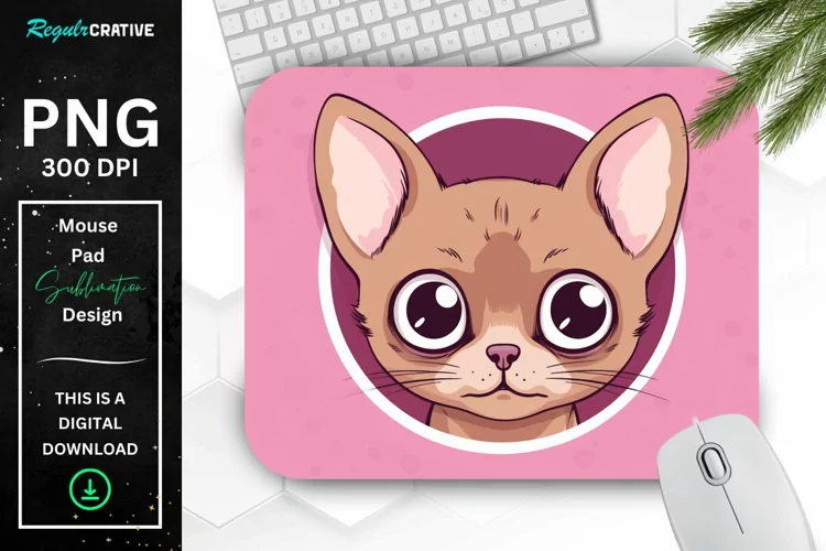 Kawaii Peeking Cat mouse Pad