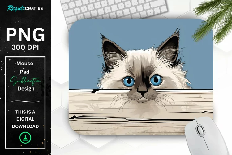 Kawaii Peeking Cat mouse Pad