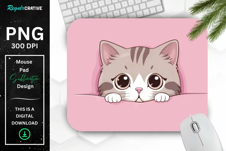 Kawaii Peeking Cat mouse Pad