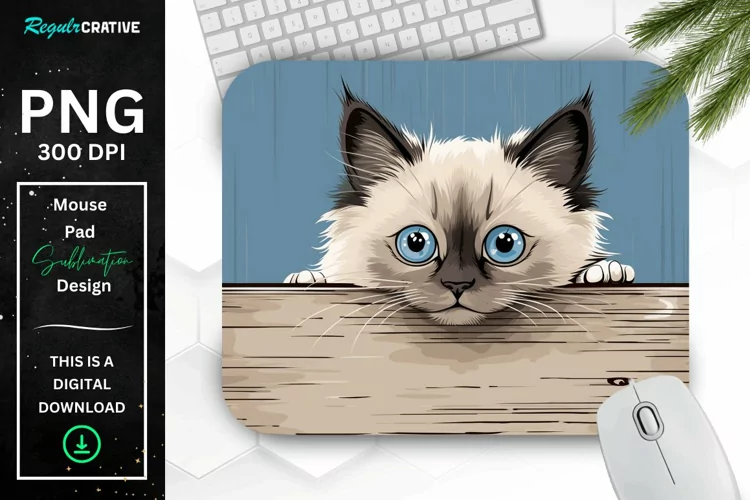 Kawaii Peeking Cat mouse Pad
