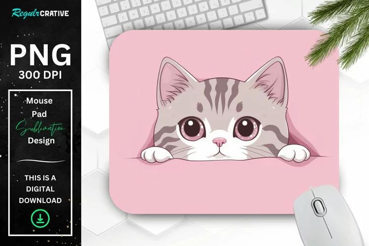 Kawaii Peeking Cat mouse Pad
