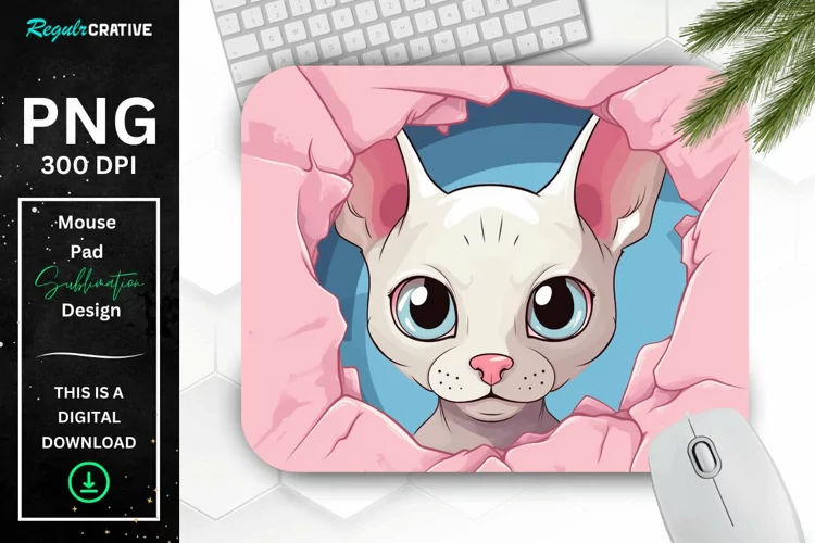 Kawaii Peeking Cat mouse Pad