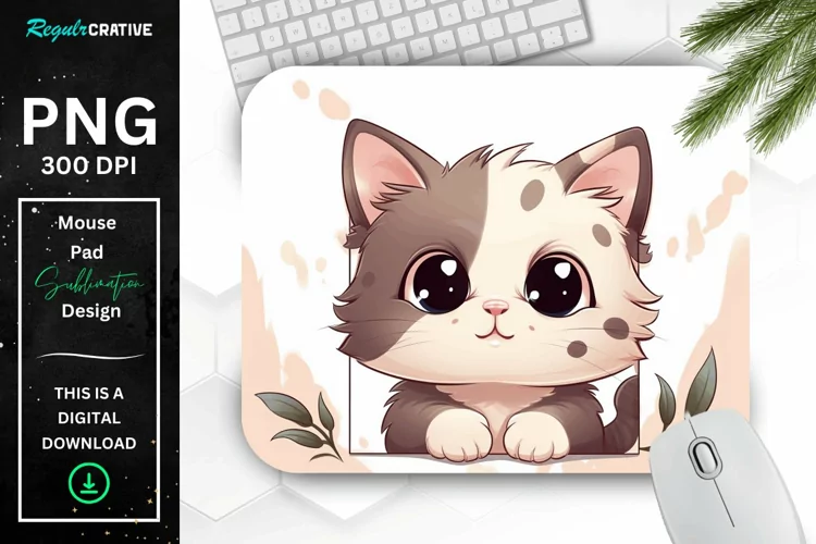 Kawaii Peeking Cat mouse Pad