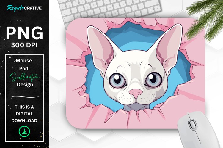 Kawaii Peeking Cat mouse Pad example image 1