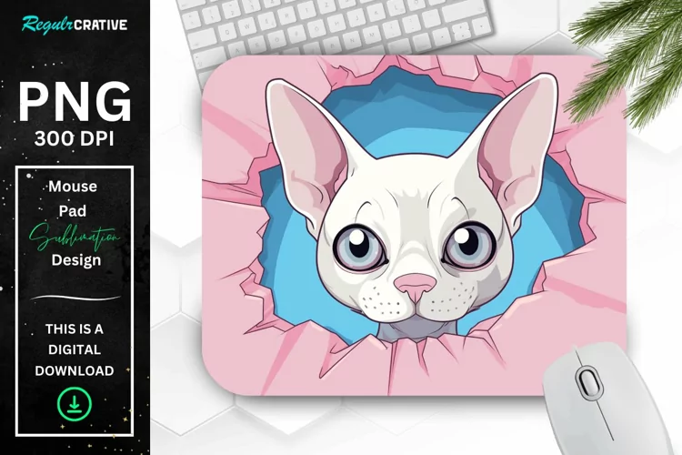 Kawaii Peeking Cat mouse Pad