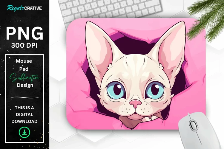Kawaii Peeking Cat mouse Pad