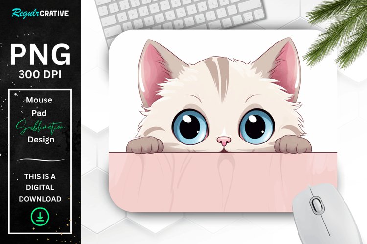 Kawaii Peeking Cat mouse Pad example image 1