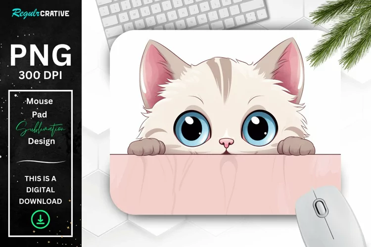 Kawaii Peeking Cat mouse Pad