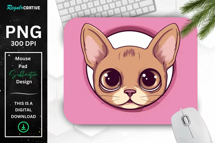 Kawaii Peeking Cat mouse Pad