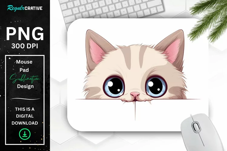 Kawaii Peeking Cat mouse Pad