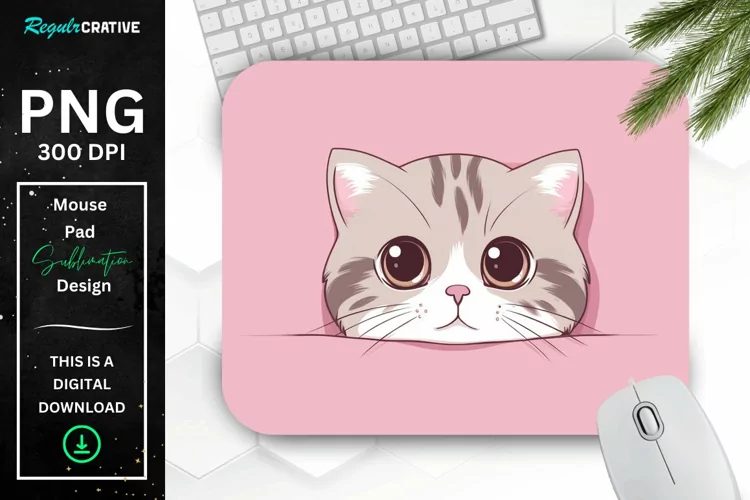 Kawaii Peeking Cat mouse Pad