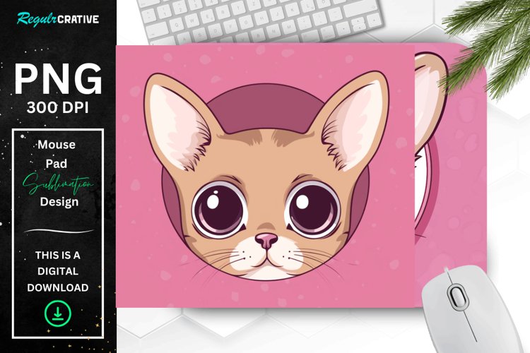 Kawaii Peeking Cat mouse Pad example image 1