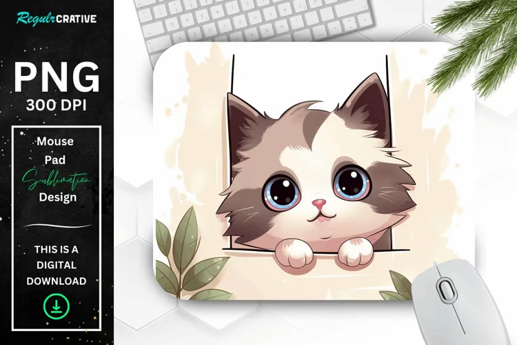Kawaii Peeking Cat mouse Pad