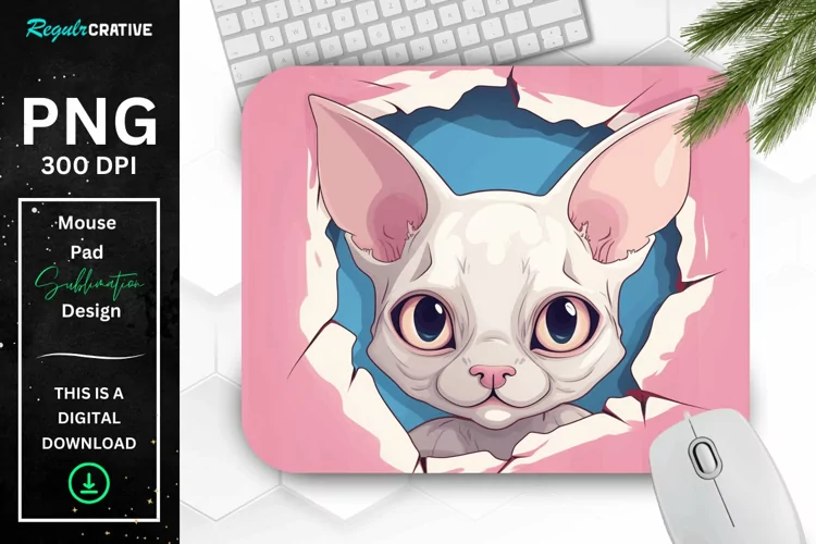 Kawaii Peeking Cat mouse Pad