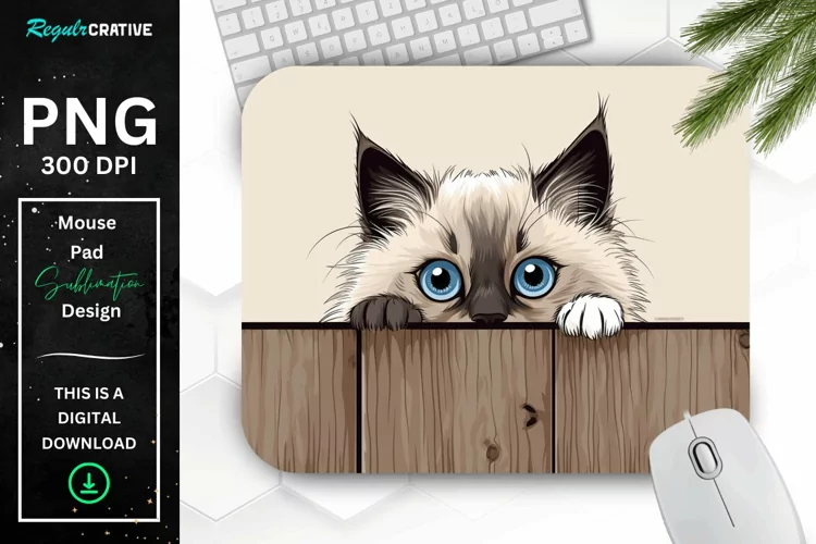 Kawaii Peeking Cat mouse Pad