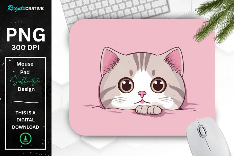 Kawaii Peeking Cat mouse Pad example image 1