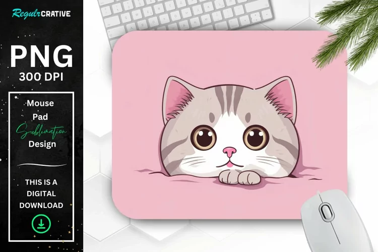 Kawaii Peeking Cat mouse Pad