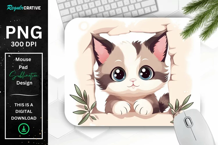 Kawaii Peeking Cat mouse Pad