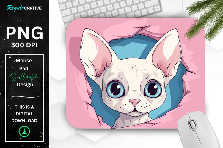 Kawaii Peeking Cat mouse Pad example image 1