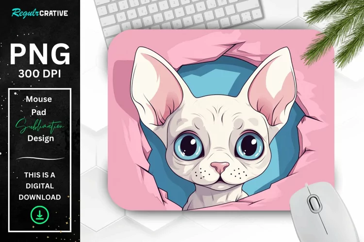 Kawaii Peeking Cat mouse Pad