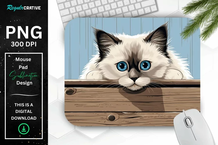 Kawaii Peeking Cat mouse Pad