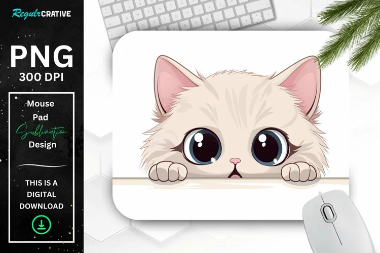 Kawaii Peeking Cat mouse Pad