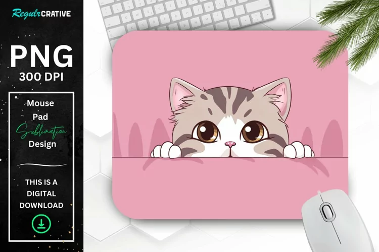 Kawaii Peeking Cat mouse Pad