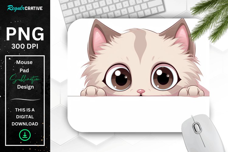 Kawaii Peeking Cat mouse Pad example image 1