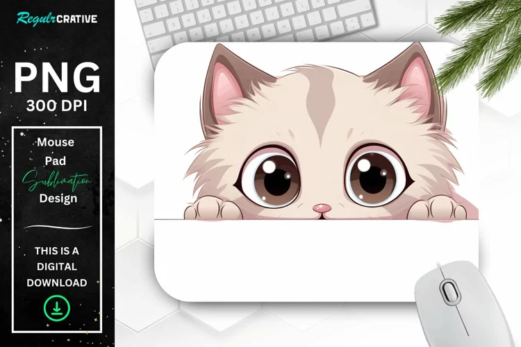 Kawaii Peeking Cat mouse Pad