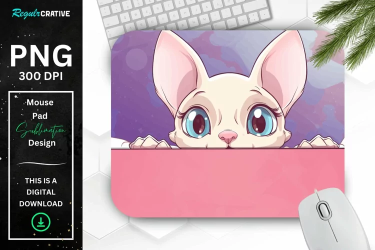 Kawaii Peeking Cat mouse Pad