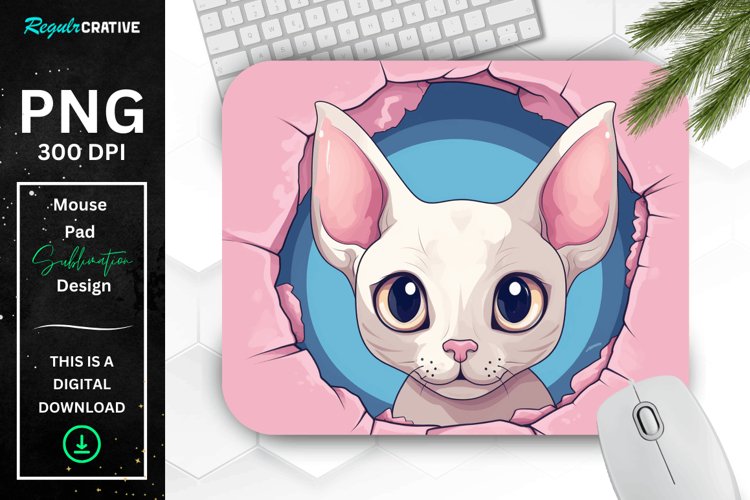 Kawaii Peeking Cat mouse Pad example image 1