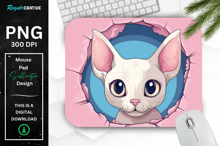 Kawaii Peeking Cat mouse Pad