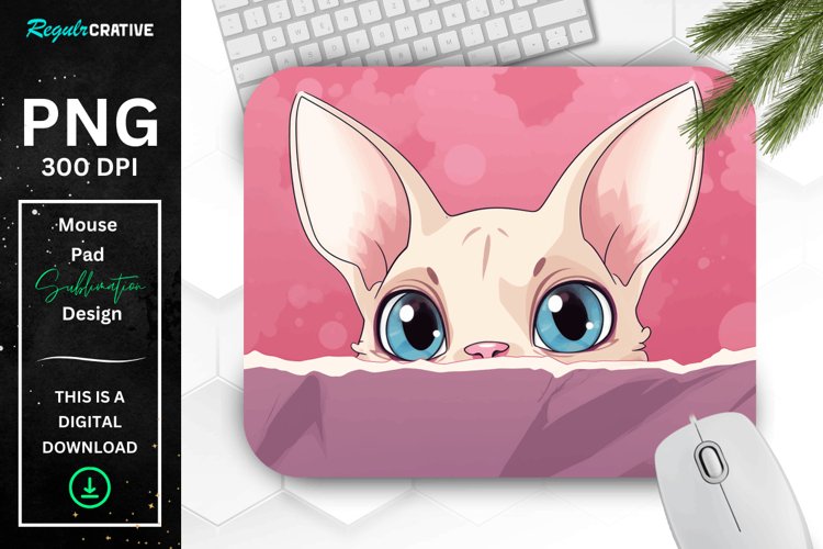 Kawaii Peeking Cat mouse Pad example image 1