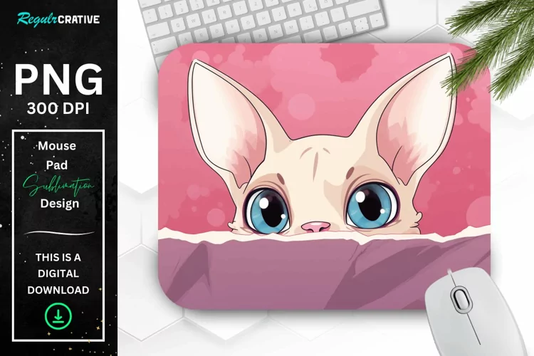 Kawaii Peeking Cat mouse Pad