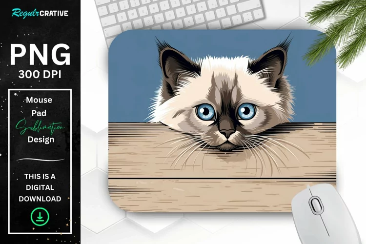 Kawaii Peeking Cat mouse Pad