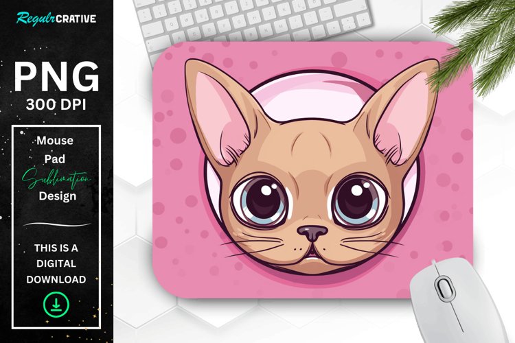 Kawaii Peeking Cat mouse Pad example image 1
