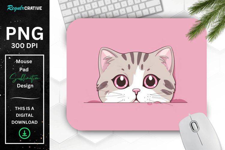 Kawaii Peeking Cat mouse Pad example image 1