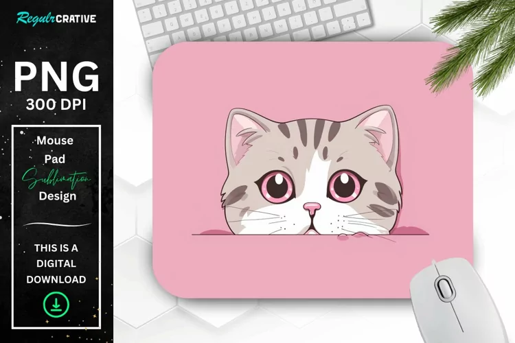 Kawaii Peeking Cat mouse Pad
