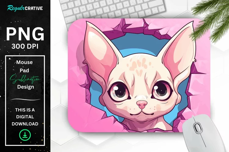 Kawaii Peeking Cat mouse Pad