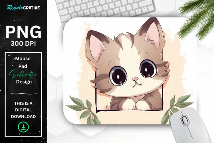 Kawaii Peeking Cat mouse Pad