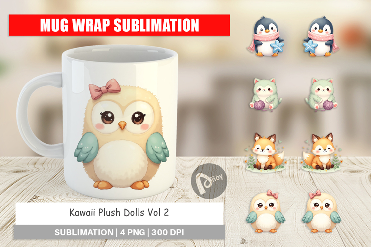 Mug Wrap Kawaii Plush Dolls