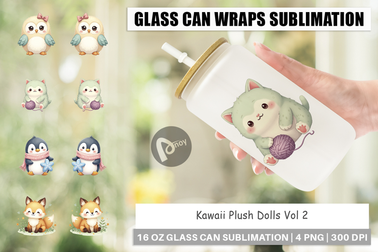 Glass Can Kawaii Plush Dolls