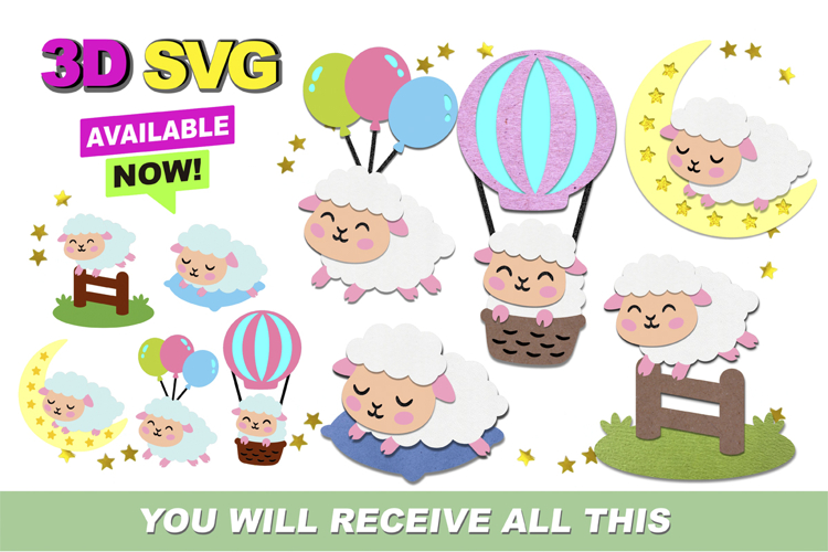 Sheep Kawaii 3D SVG