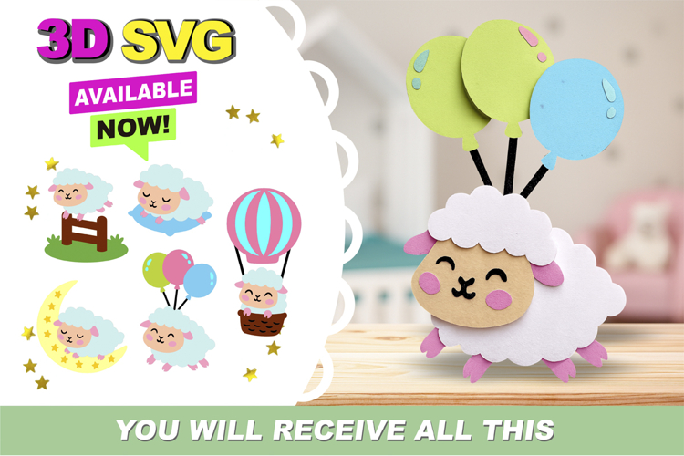 Sheep Kawaii 3D SVG